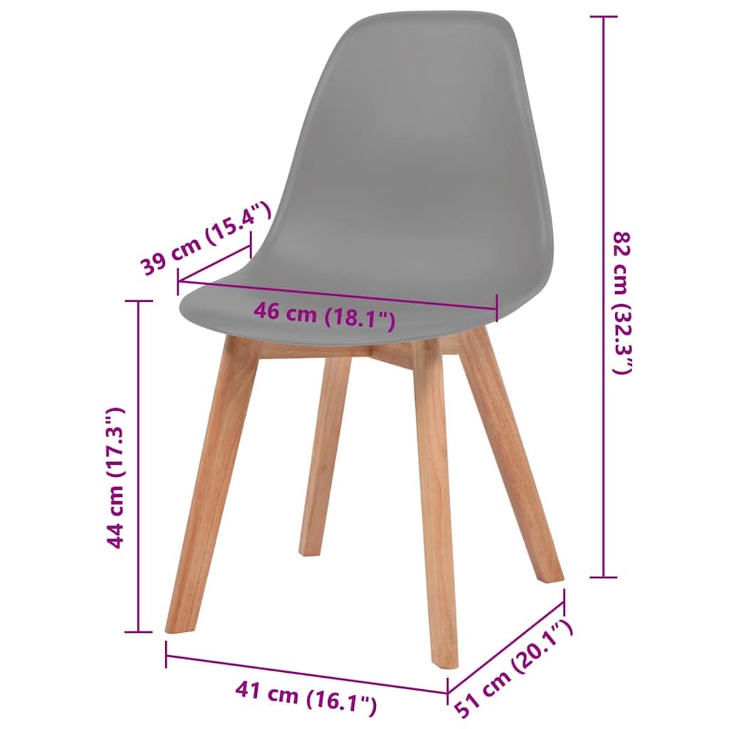 Chaises de salle à manger 4 pièces plastique gris