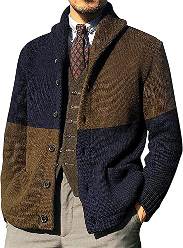 Cardigan en tricot pour homme vêtement hiver à boutons taille XL