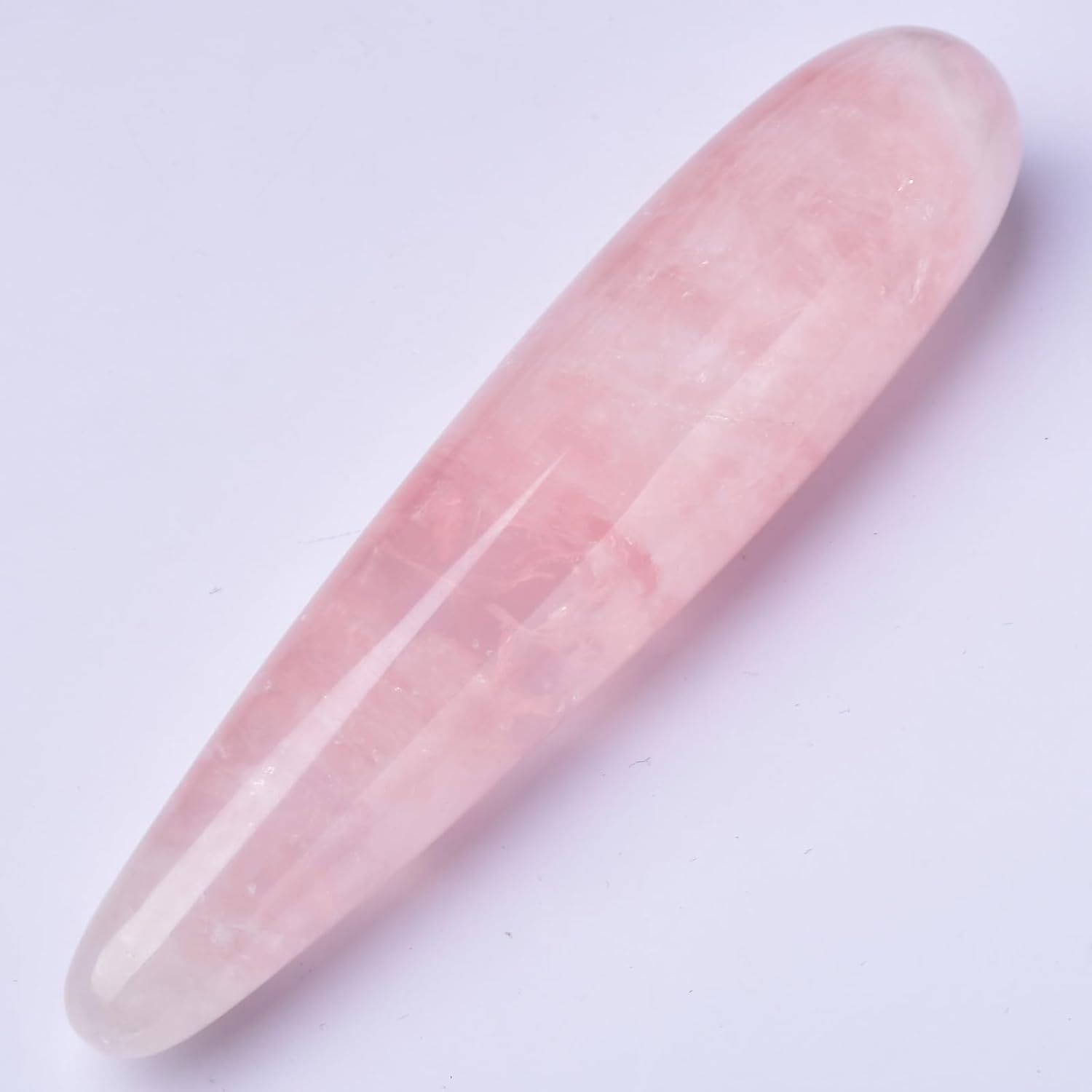 Natural Rose Quartz Crystal Massage Wand, Crystal Wand Women Yoni, 7 Inch Length, Pink Healing Stone