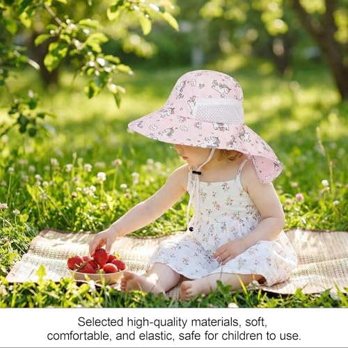 Baby Sun Hat, Wide Brim UPF 50+ Bucket Cap, for Girls, Boys, Adjustable Breathable Lightweight, Beach Hat for Outdoor Travel, Play, Sun Protection, Comfort for Infants, Toddlers Pink - Image 6
