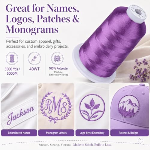 Image of Simthread 5000M 40WT Polyester Embroidery Thread, Violet 613 | 5000M 40WT polyester thread feeds smoothly for machine embroidery, monograms, logos, patches and quilting.