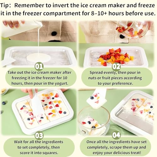 Rolled Ice Cream Maker Kit - 2026 New Stainless Steel Instant Freeze Plate with 2 Scrapers & Tray, Easy DIY Homemade Ice Cream Rolls, At-Home Family Fun Dessert (White A)