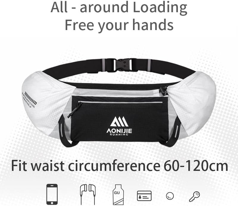 Hydration Running Belt Adjustable, Reflective & Lightweight Runners Waist Pouch for Men Womens, for Marathon Running Hiking Camping (A-Yellow)