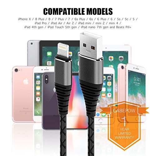 iPhone Charger Cable 1ft, 3 Pack 1 feet Short Lightning Cable & Data Sync Fast 1 foot iPhone Cord Compatible with iPhone Xs max / xr /x/8/8 Plus/7/7 Plus/6/6s Plus/5s/5,iPad(Black)