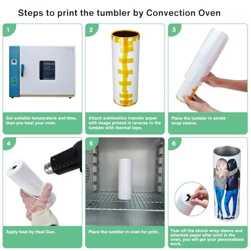 Image of 5.4 x 10.2 Inch White Sublimation Shrink Wrap Sleeve for 20 OZ Sublimation Skinny Tumbler and Other Suitable Blanks,Heat Transfer Shrink Wrap Sleeve for Print by Oven, 50 Pcs Shrink Wrap Film