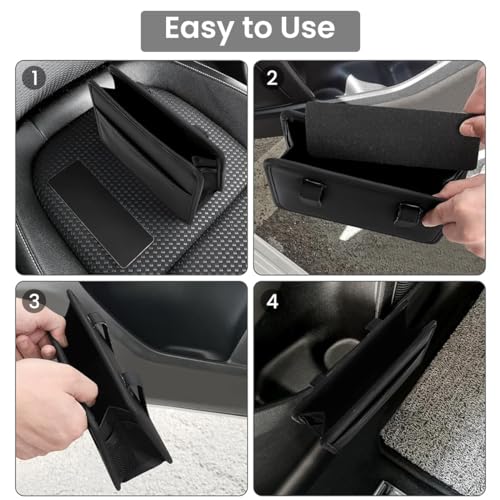Image of STHIRA Car Organizer Pouch Clip-On Car Dustbin Collapsible PU Leather Car Dustbin Multipurpose Trash Bin Car Organiser Ideal for Car Door or Backseat 21cm x 3cm x 14.5cm Dustbin for Car