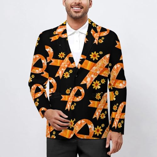 Awareness Orange Ribbon Mens Casual Blazer Button Suit Jacket Lightweight Sport Coat for Work Business2