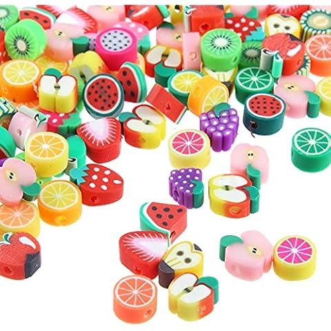 Jmzothie 120pcs Fruit Polymer Clay Beads, Assorted Mix Fruit Heishi Beads for Jewelry Crafts Making(Fruit) Cover