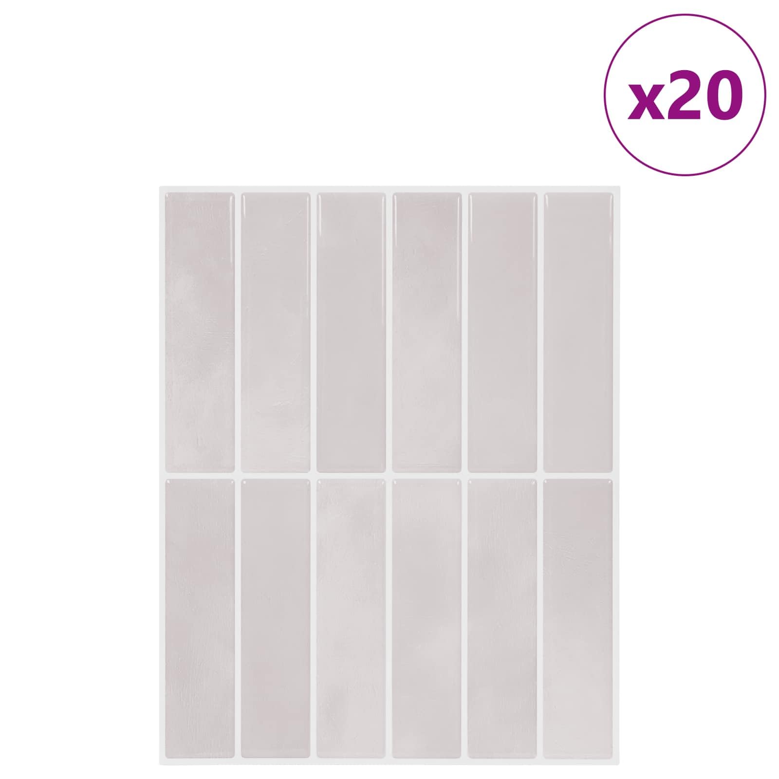 Azulejos rectangulares de 20 unidades, color beige, 29 x 23 x 0,08 cm, autoadhesivos, de poliuretano, con acabado brillante para cocina y baño, despegables y cortantes para facilitar