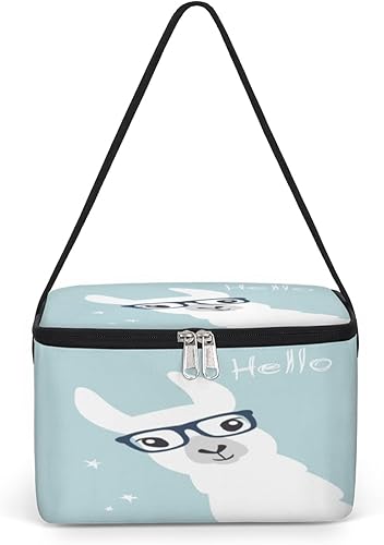 Miniatura 1 de Bolsa de almuerzo aislada de alpaca blanca para mujer, reutilizable, bolsa cuadrada para comidas para adultos y hombres, lonchera más fresca para