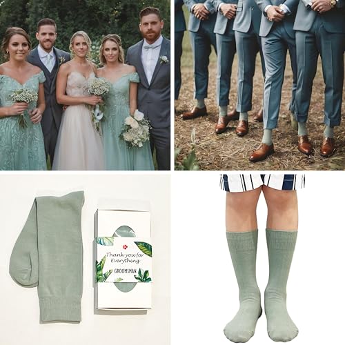 Sage Green Groomsmen Socks - Stylish Men's Dress Socks Gift 6