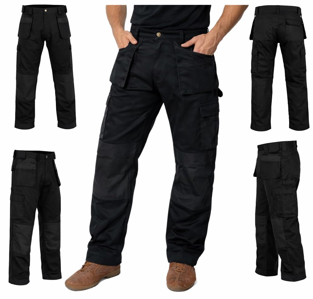 GRS Multi Pockets Mens Combat Cargo Work Trouser with Knee Pad Pockets (Various Sizes and Colours: 28" - 50") — view 7
