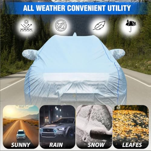Image of 100% Waterproof Car Body Cover for Hyundai Grand i10 (2007-2013) with Mirror Pocket, Heat & UV Resistant, Triple Stitched, Soft Lining, Bottom Elastic & Piping (Silver Reflective)