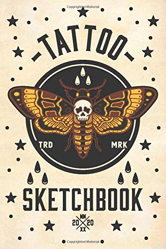 Tattoo Sketch book –Tattoo design and sketch book – Create your own tattoo artwork in this old school American traditional Death's Head Moth tattoo ... ... gift for tattoo artists and apprentices