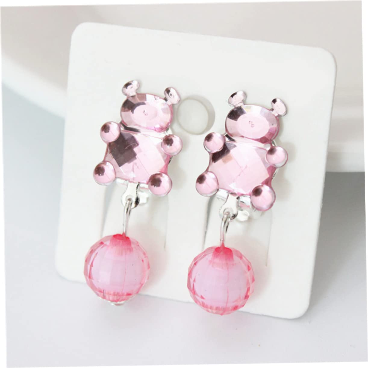 CIYODO 7 Pairs Kids Clip Earrings Storage Box Little Girls Jewelry Box Cartoon Earring Organizer