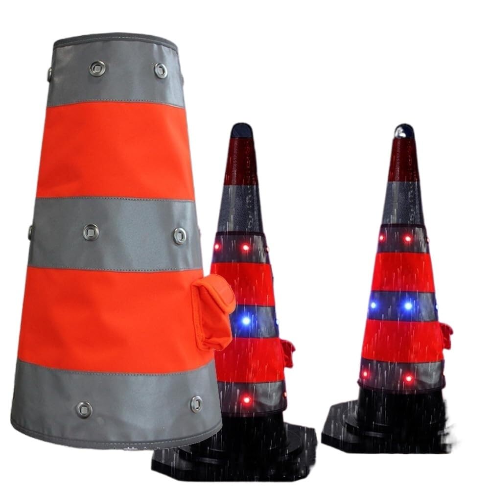 Solar LED Luminous Road Cone Cover - High Visibility Reflective Sleeve for Traffic Cones, Waterproof & Rechargeable - 1pc(Big)