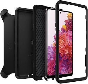 OtterBox Samsung Galaxy S20 FE 5G (FE ONLY - Not Compatible with Other Galaxy S20 Models) Defender Series Case - Black, Rugged & Durable, with Port Protection, Includes Holster Clip Kickstand