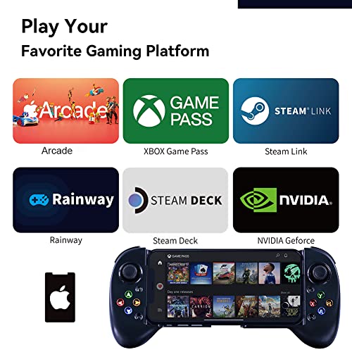 image for ShanWan Mobile Game Controller for iphone with PHONE CASE Support, Blu