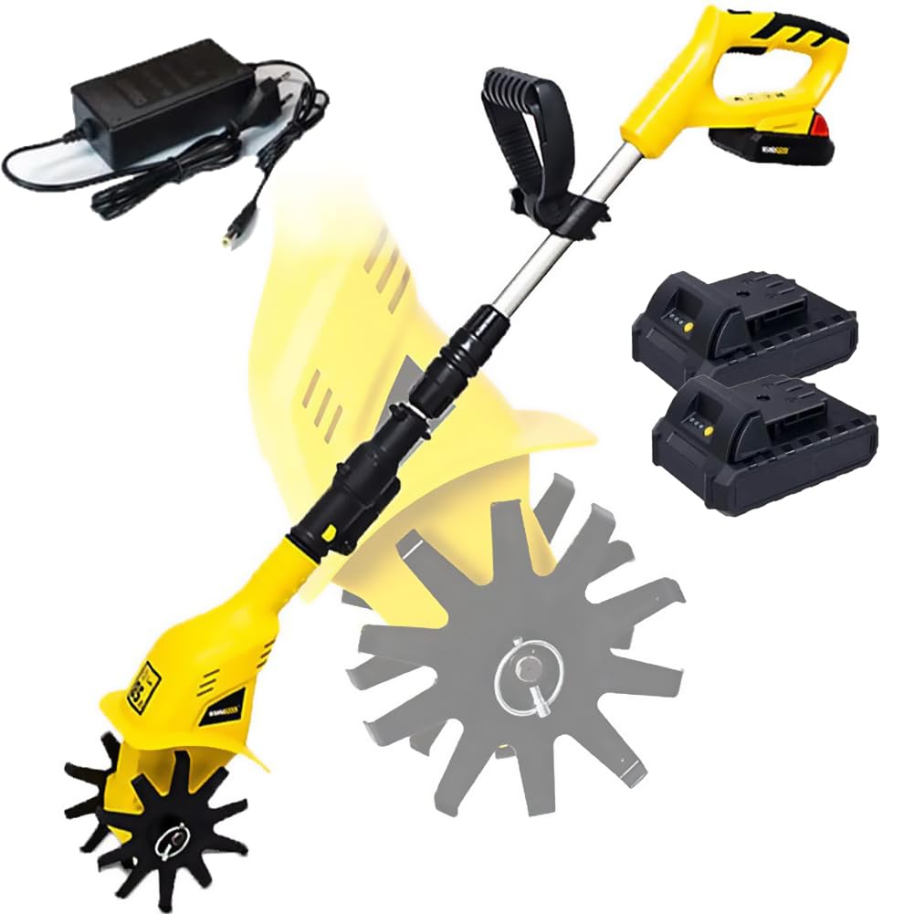 Eiwitany Cordless Electric Garden Tiller Rotavator,25cm Working Width & 10cm Tilling Depth, Suitable for Gardens and Vegetable Plots