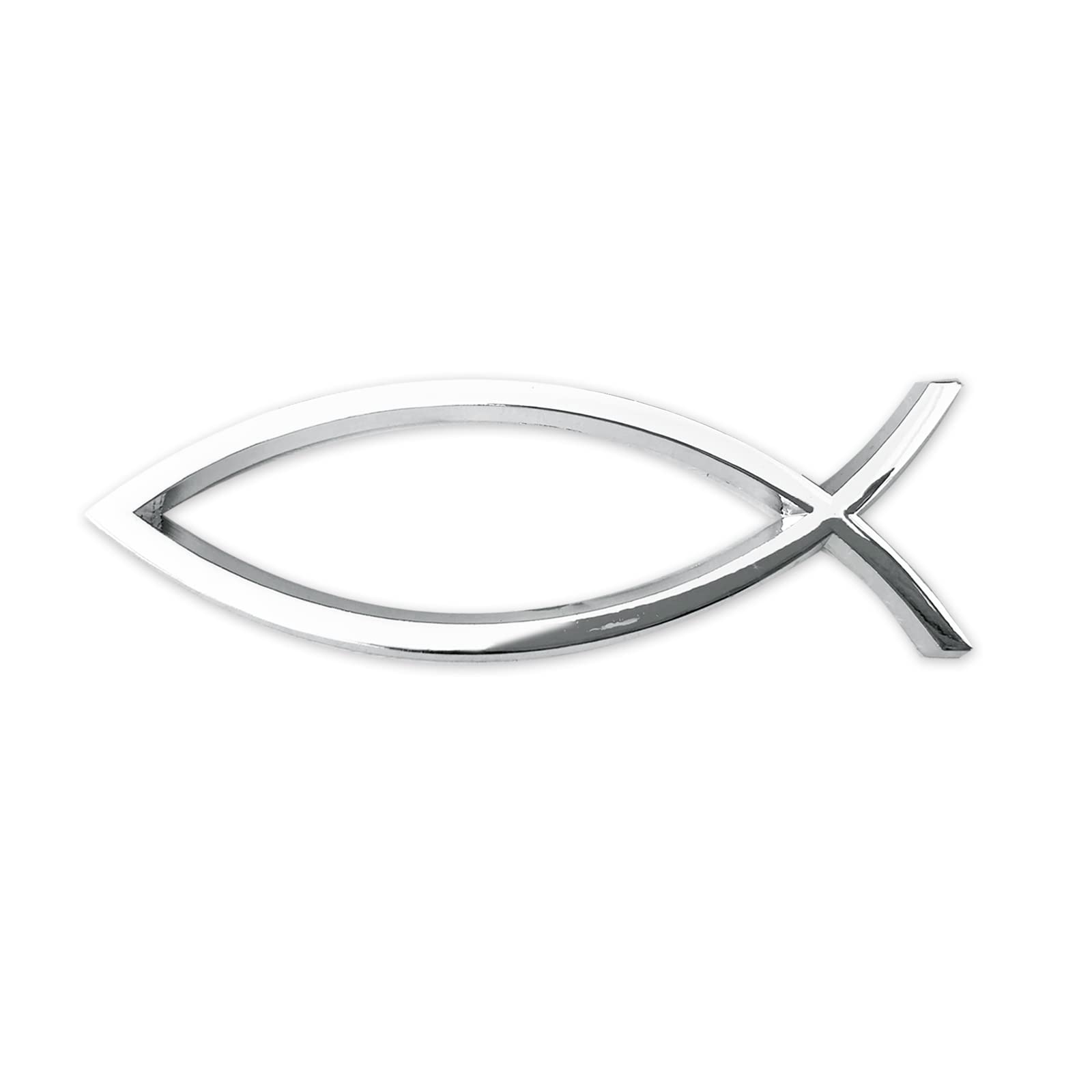 Winluu Jesus Fish Christian Car Decals Christian Fish Car Emblem Jesus Fish Car Stickers Plastic Chrome Sliver Symbol Fish Emblem for Car Truck Badge Bumper Stickers (Simple)