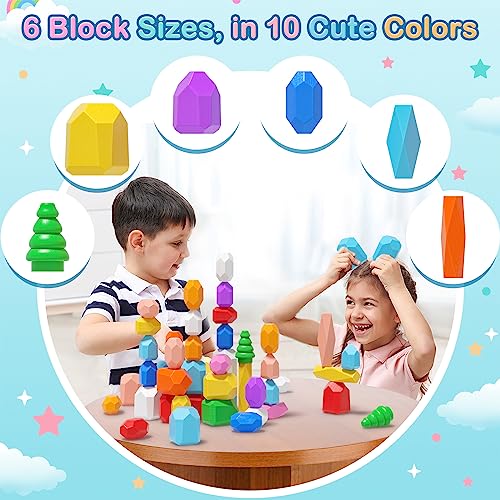 40PCS-Wooden-Stacking-Rocks-Toys-Montessori-Toys-for-1-2-3-year-old-Stacking-toys-for-Toddlers-Sensory-STEM-Preschool-Learning-Building-Blocks-Toys-for-Kids-age-3-5-Kids-Games-Gifts-for-Boys-Girls
