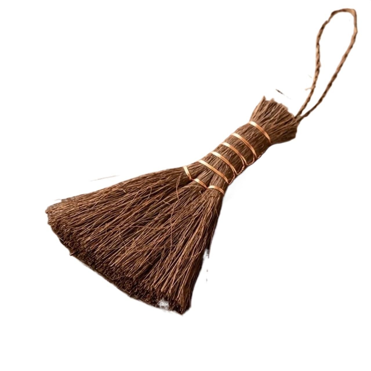Palm Broom Traditional Tea Cleaning Brush Natural Handmade Palm Hair Vintage Mini Whisk Broom Pot