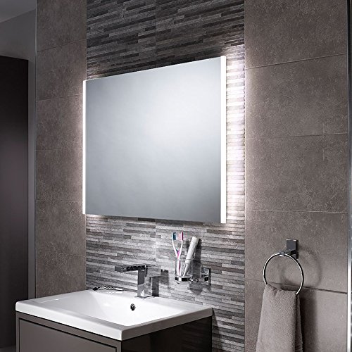 Pebble Grey™ Adara Illuminated LED Bathroom Mirror with built-in Bluetooth Speakers and Heated Demister Mirror Pad | Motion Sensor Switch | 600 x 800 | IP44 Rated | 10 Year Guarantee