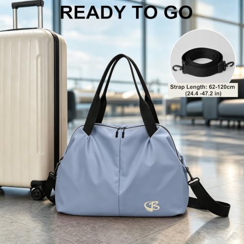 Fitness Bag for Women Small Blue, 17" Gym Bag with Wet Pocket Waterproof Portable Sports Tote for Swimming, Weekend Travel - image 7