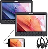 【10.1 " 2 Reproductores DVD】Tiene 2 reproductores principales, pueden reproducir dos videos diferentes por separado o reproducir los mismos videos simultáneamente mediante la conexión con un cable AV. Y los altavoces incorporados le proporcionarán un sonido estéreo claro