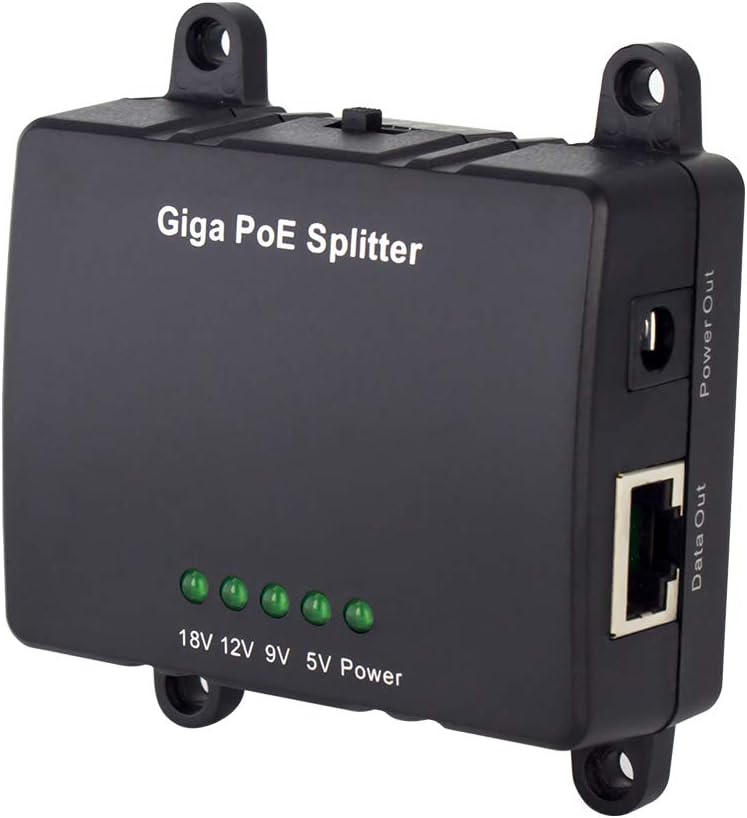 Divisor Gigabit PoE con voltaje ajustable (5V/9V/12V/18V) miniatura 1