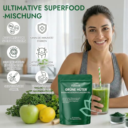 Grüne Entgiftungspulver, 200g Grüner Helper, Superfood Pulver Helfer Pflanzenpulver mit Matcha, Gerstengras, Spirulina & Heidelbeeren, Rich in Macronutrients, Micronutrients & Fiber, Vegan 4