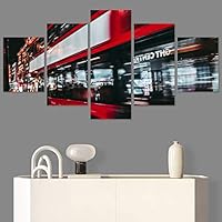 SIGNWIN 5 Panel Canvas Wall Art City Illuminations for Home Decorations Ready to Hang - 60