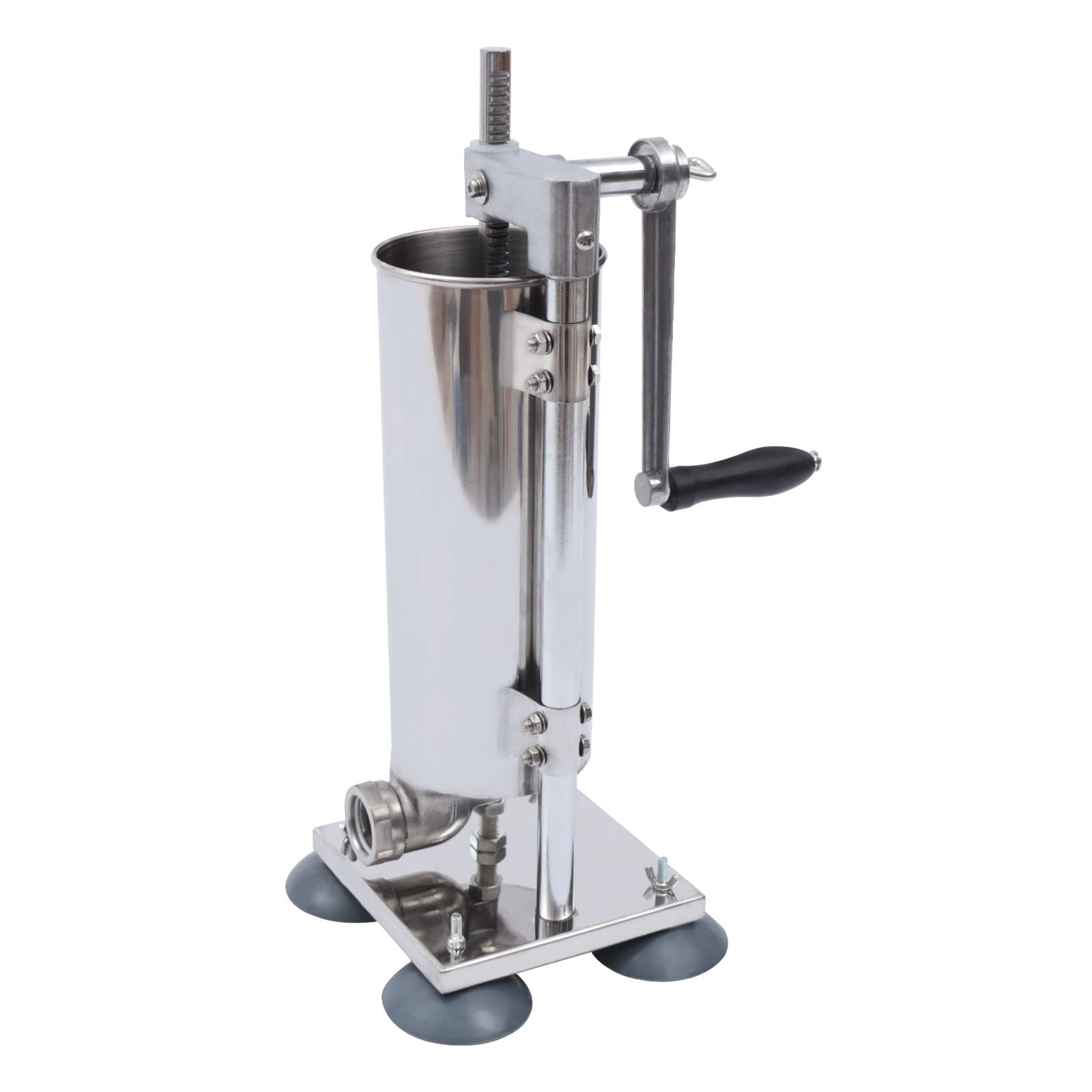 3L Wurstfüller Manuelle Wurstmaschine, Edelstahl Vertikal Handkurbel Wurstmaschine Wurstpresse Sausage Stuffer Machine mit Edelstahlrohre Kunststoffrohre Saugnäpfe für Küche Restaurants