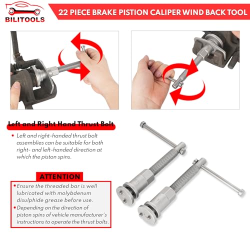 image for BILITOOLS Brake Caliper Compression Tool, 22-Piece Heavy Duty Disc Bra
