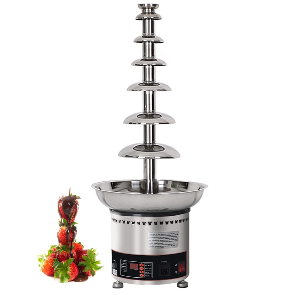 AYCDL Commercial Chocolate Fountain, 4/5/6/7 Tiers Stainless Steel Sauce Melting Pot, Chocolate Melt Heating Fondue Machine Sauce Heater for Party Restaurant Wedding and Birthd,7 Tier