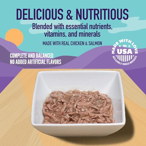Image of A Strong Heart Canned Wet Cat Food, Chicken & Salmon Dinner in Gravy - 5.5 oz Cans (Pack of 24), Made in The USA with Real Chicken & Salmon