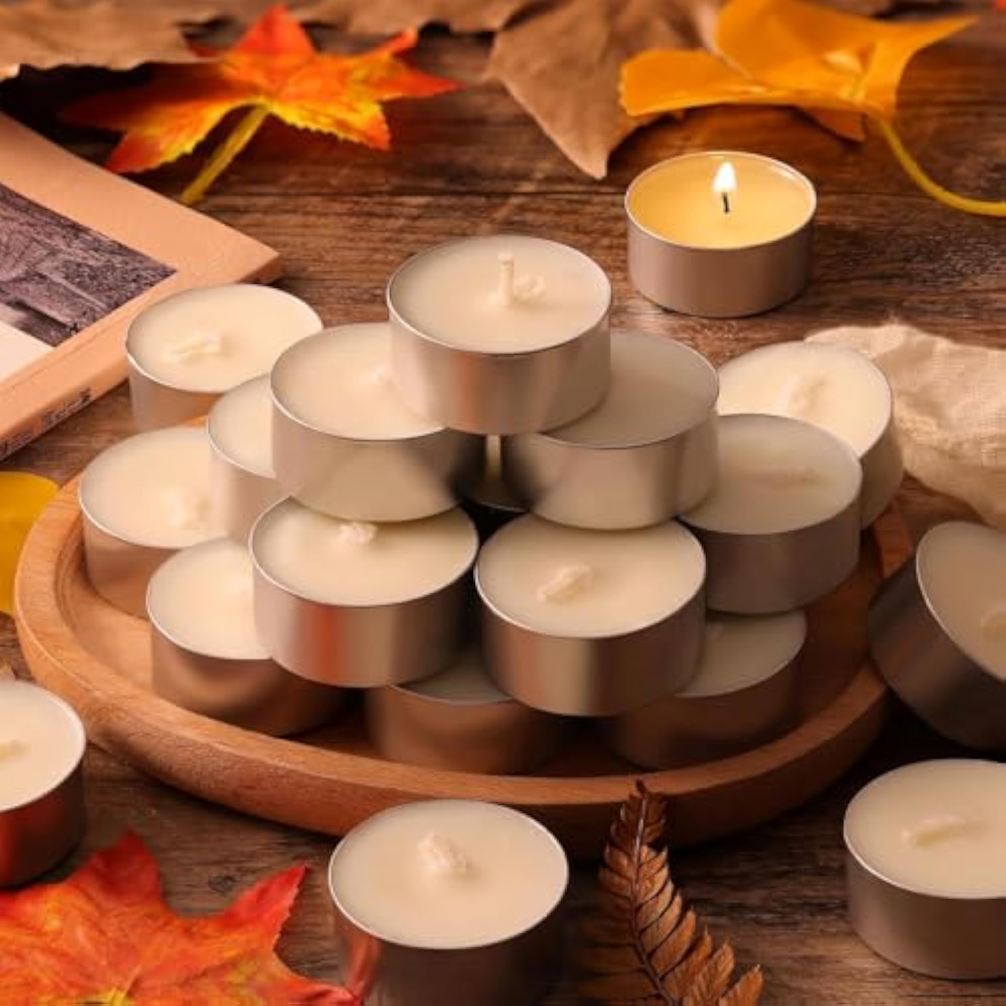 100 Unscented Tealight Candles, Long Burning