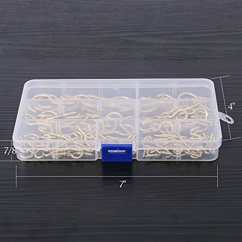 Glarks GLLABG-2 120-Pieces 6 Size Brass Plated Screw-In Cup Hooks Lag Thread Handy Hanging Hooks Assortment Set thumb #6