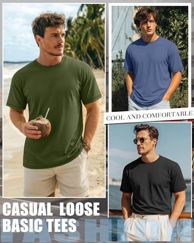 Image of Neer 3 Pack Big and Tall T-Shirts for Men L-7xl Tops | Large Casual Stretch Workout Tees, Short Sleeve Crewneck Oversized Shirts, Classic Summer Outfits, Comfy Basic Loose Clothes