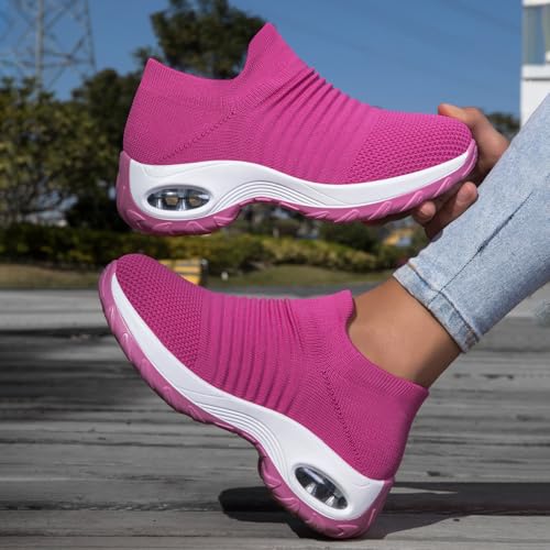 Image of Non Slip Work Shoes Women, Slip On Sneakers Women,Work Shoes Walking Gym Nurse Mesh Casual Fashion Sneakers Comfort Breathable Lightweight
