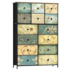 Tohomeor Dresser with Drawers for Bedroom Chest of Drawers Fabric Dresser for Closet,Nursery Entryway Hall Tree TV Stand for Living Room Retro Floral Pattern Drawers Wooden Top (14 Drawers) Tohomeor Dresser with Drawers for Bedroom Chest of Drawers Fabric Dresser for ClosetNursery Entryway Hall Tree TV Stand for Living Room Retro Floral Pattern Drawers Wooden Top 14 Drawers