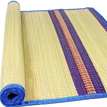 Iagrifarm Korai Grass Mat 3.5 X 6 feet (42 x 72 inch) - Blue (Pack of 1) Large Size Versatile Bed Mats/Yoga Grass Mat/Floor Mat/Sleeping Mat/Korai Pai/Sleep Chatai Foldable Both Side Usable at Home-picture-42