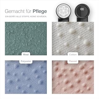 PORTENTUM Fusselrasierer Elektrisch – LED-Anzeige, 3 Stufen 9.000 U/Min, 6-Klingen-Kopf, 2 Std. Laufzeit, Fusselentferner USB-C Wiederaufladbar, Kompakt und Leistungsstark für Kleidung & Haushalt