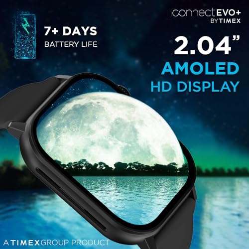 Image of TIMEX iConnect EVO+Made in India Unisex Smartwatch|Largest Display 2.04 inch AMOLED with 368x448 Pixel Bluetooth Calling|Rotating Functional Crown|AI Voice Assist|Upto 7 Days Battery -TWIXW401T