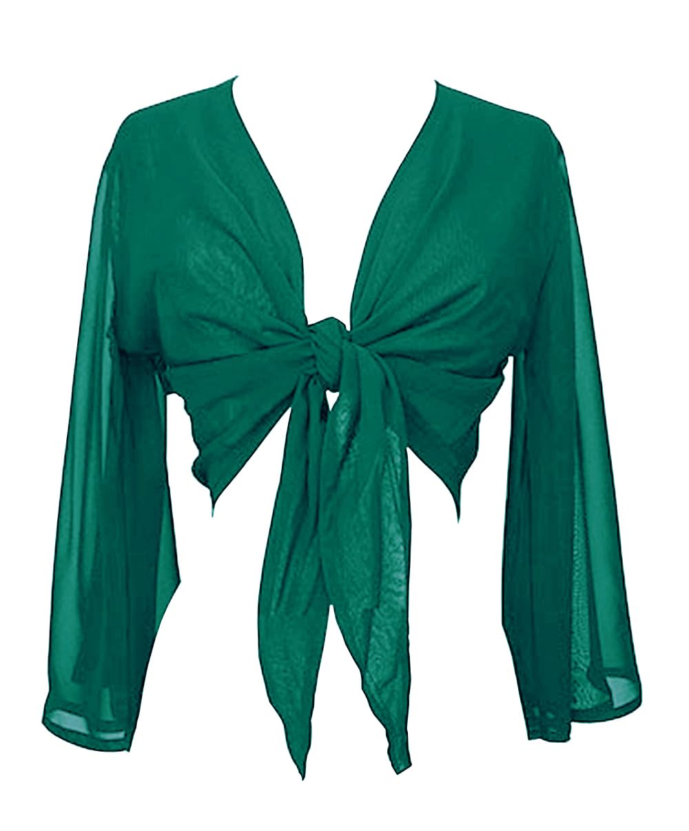 Indian Trendy Women's Flair Wrap Tie Top Chiffon Choli Blouse Belly Dance Gypsy Bolero Shrugs Cardigan