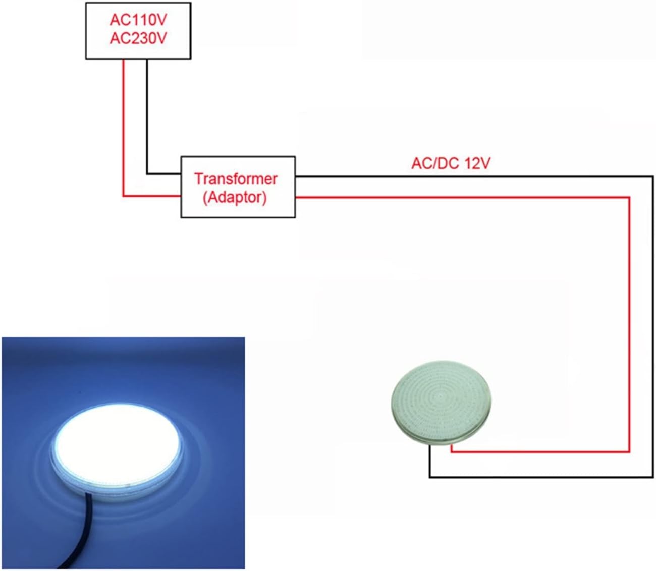 Piscine RGB 12v Pool Light Bulb 18W 42W Spa LED PAR 56 Spotlights IP 68 Pond Lighting Under Water Warm Cold White(Pure White,18W)