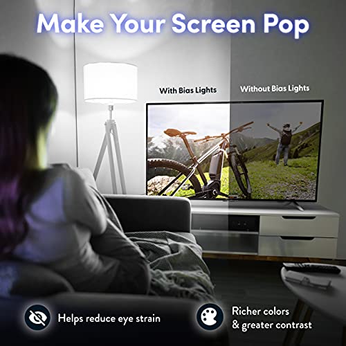 Image of Power Practical LED Lights for TV Backlight - Luminoodle, USB Powered TV LED Light Strip w / Bias Ambient Lighting for Home Theater - True White - Size (24 inch-29 inch TV)