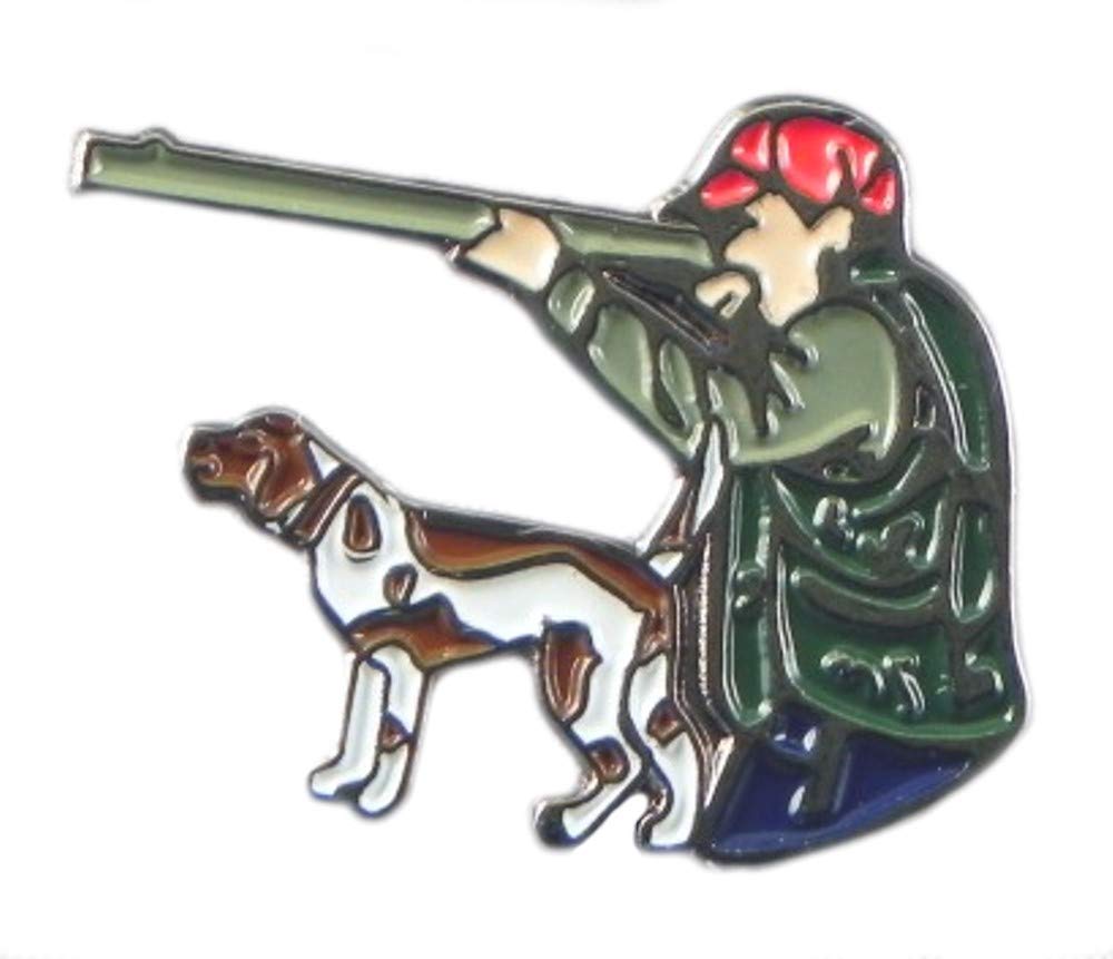 Mainly Metal Multi-Coloured Metal Enamel Pin Badge Hunter With Dog