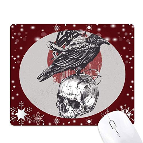 Tapis de souris corbeau squelette chaman et flocons de neige pour bureau