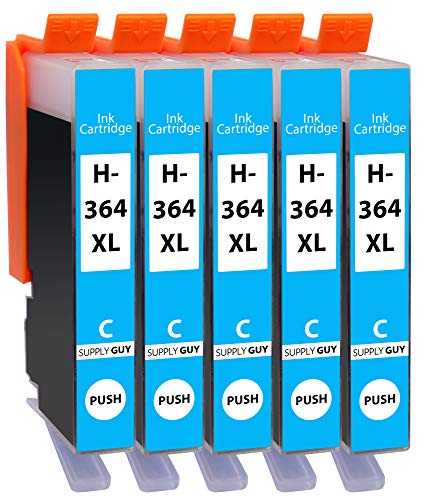 Supply Guy 5 Cartuchos de Tinta compatibles con HP 364 XL HP364 CB323EE (Cian)